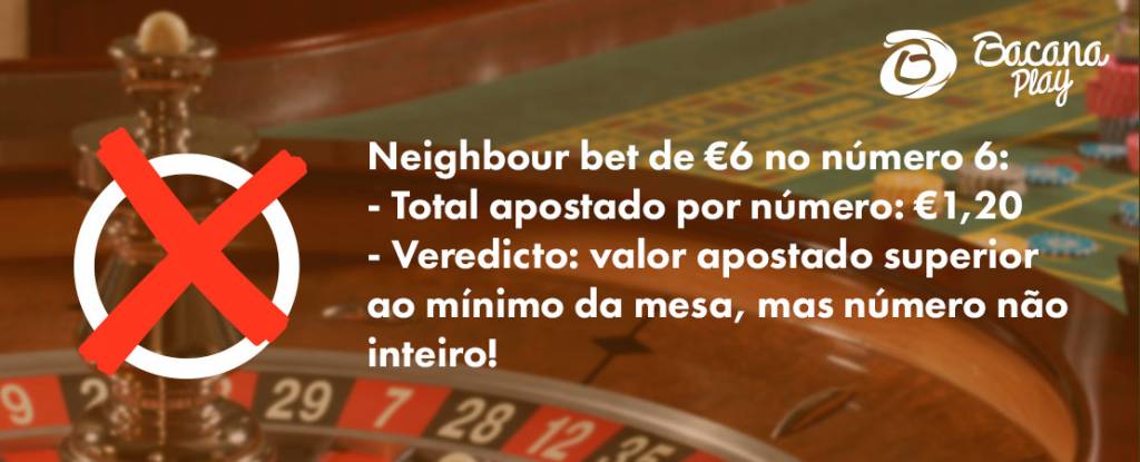 Neighbour bet de €6 no número 6