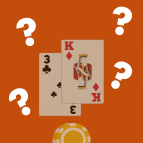 Blackjack hand surrounded by question marks