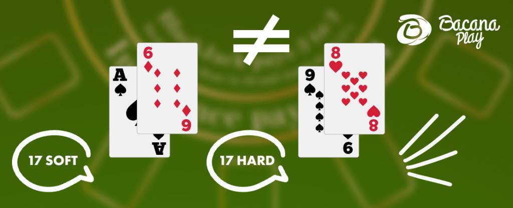 2 BLACKJACK HANDS (17 SOFT AND 17 HARD) AND A SIGN OF DIFFERENT BETWEEN THEM